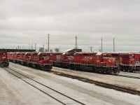 East end motive power storage at Agincourt. All of the units pictured except for the STL&H 5615 are still on the roster.