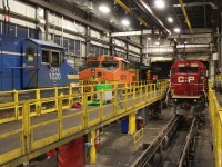 A surprise visitor in the shop in the form of BNSF 4811 a C44-9W. Foreign units are usually just sent back to a home shop for repair.
