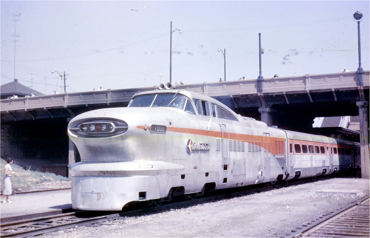 And a very rare colour photo - the General Motors train of tomorrow (aka Aerotrain) is on display at CNR Hamilton Station in summer 1957. Any assistance in accurately dating this photo is highly appreciated.
