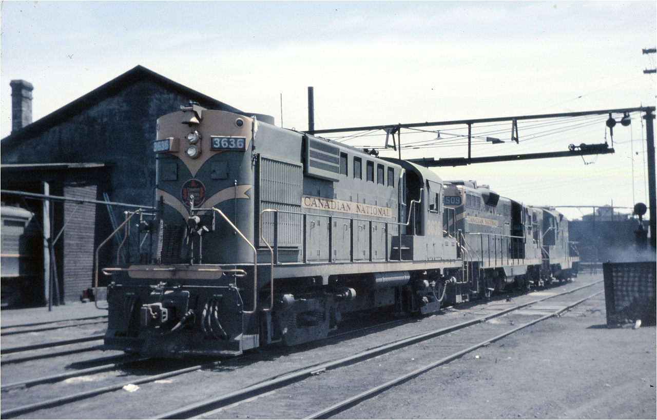 Many have seen photos of the CNR Diesel shop in Hamilton, but here's the original engine servicing area during the transition from Steam to Diesel. These facilities, bult by the Great Western Railway were all razed and modernised a few years after this photo was taken.