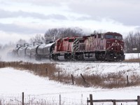 Extra Toronto-Montreal traffic rolls through Port Hope with 8628-6050.