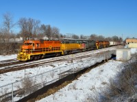 GEXR 431 rumbles through Guelph with 83 cars on an unseasonably warm day.  It was nice to have two GP's leading today.  Hopefully spring will be here soon. :)