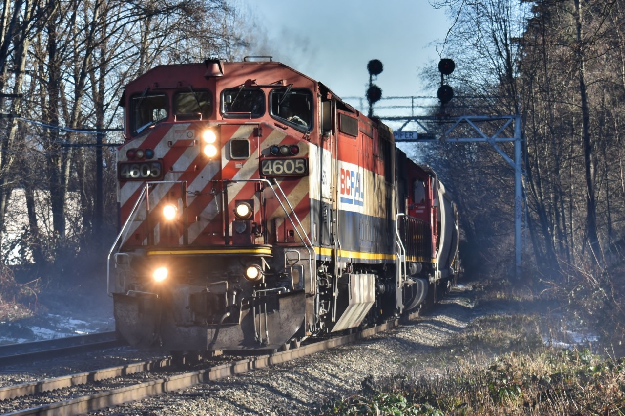 With those classic double ditchlights prying through the morning mist, this GE veteran is hauling a transfer past Piper (Burnaby Lake Regional Park) on its way to CN's Lynn Creek Yard in North Vancouver.