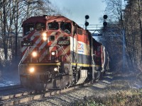 With those classic double ditchlights prying through the morning mist, this GE veteran is hauling a transfer past Piper (Burnaby Lake Regional Park) on its way to CN's Lynn Creek Yard in North Vancouver. 