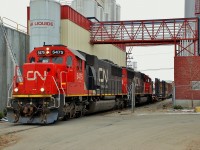 CN nos.5475&5448 are easing into the yard in Vernon past the Okanagan Spring brewery facilities.