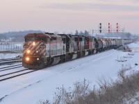 After thankfully being held up by 2 GO trains, CN M384 climbs up through Norval as the sun rises. A nice treat this was for valentines day!