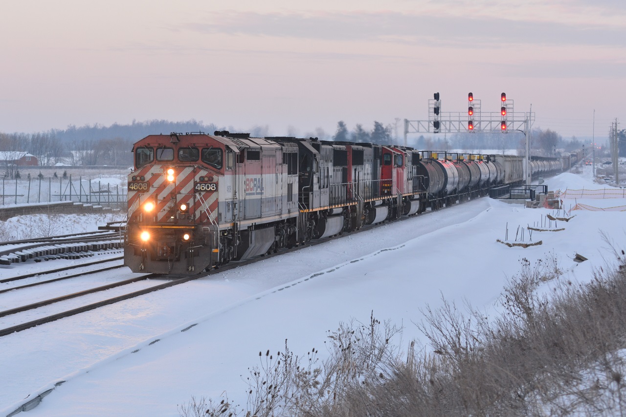 After thankfully being held up by 2 GO trains, CN M384 climbs up through Norval as the sun rises. A nice treat this was for valentines day!