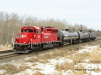 U11 CP-5021 at mile 3.7 heading west to service superior propane at Dexter 3cars out and 3 cars in.