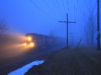 CP 234 leaves Wolverton with a pacman sd40 with snowplow mods in trail. Nice train to see on my birthday! 