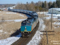 As winter quickly melts away, VIA Rail's flagship train "The Canadian" is only two hours from Toronto after a long three day journey from Vancouver. I'm lucky that the short winter trains fit entirely in the frame. Good luck in the summer!