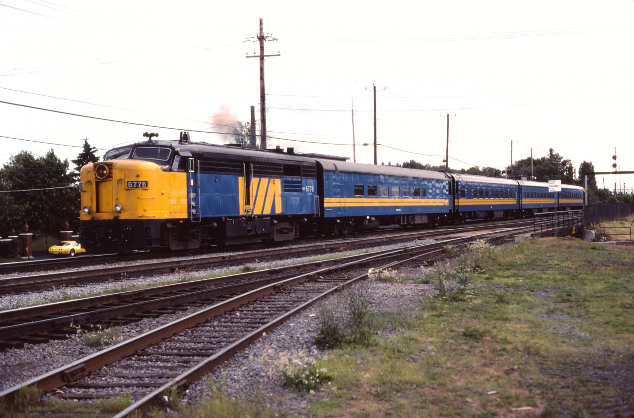 With less than a year to go until retirement, VIA FPA4 6776 leads Montreal-Quebec City train no. 26 making its stop at suburban St-Lambert. 30 years ago, on a summer’s evening, you could shoot between 10 and 15 trains--CN freights, VIA passenger trains, with a pair of Amtrak’s thrown in for good measure!