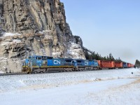 Still wearing LMS blue, IC C40-8Ws 2457 and 2456 climb towards Jasper with train Q191. While the lighting could've been a bit better, I'll take it.