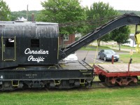 This 100 ton Industrial Brownhoist crane was assigned to the Dominion Atlantic Kentville NS auxiliary train for many years. Now it spends it's retirement years as part of the New Brunswick Railway Museum collection on the former Salem & Hillsborough Rwy property. 