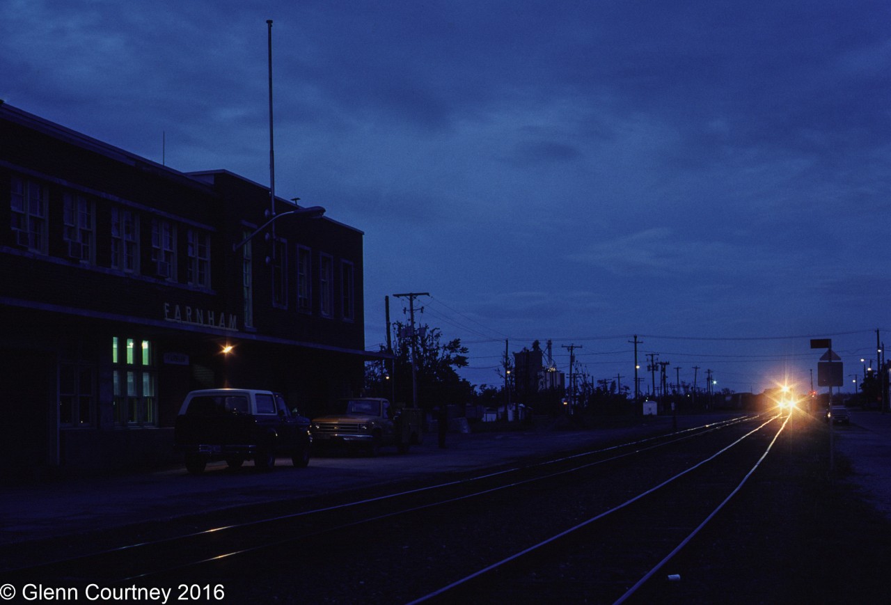 When Iron Road ran the former CPR east of Montreal and the Bangor & Aroostook it was common for the power to mingle between the various properties. It was common to see BAR power on the Canadian-American as in this case with BAR 364 leading 901 approaching the Farnham station.
