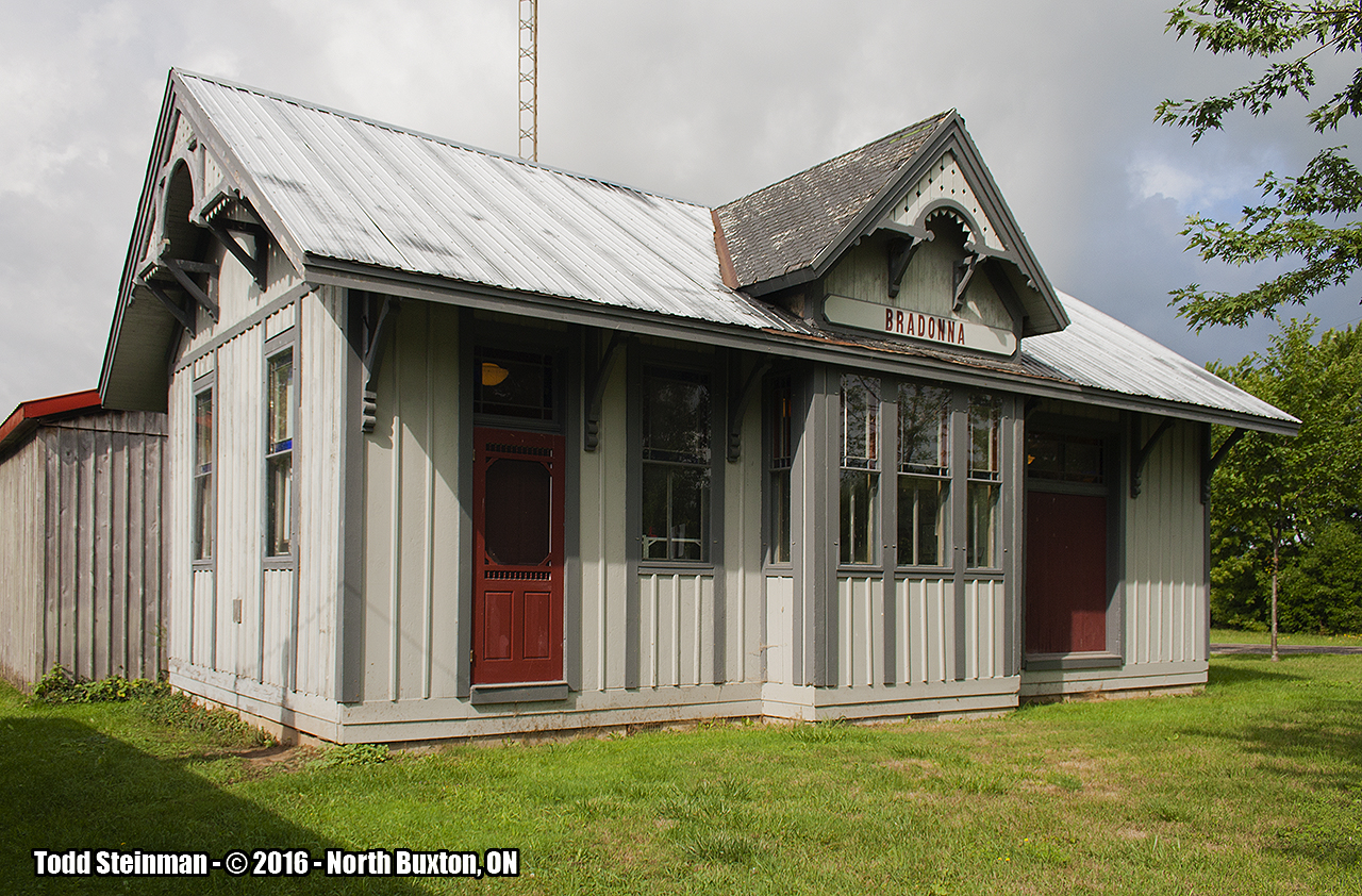 When the Michigan Central built it's Canadian line through Southern Ontario (the Canada Southern), it chose its route through the northern portion of the community of Buxton. Here, the well preserved 'North' Buxton station, now used as part of the Bradonna Woodworking facility resides moved only slightly from being trackside.