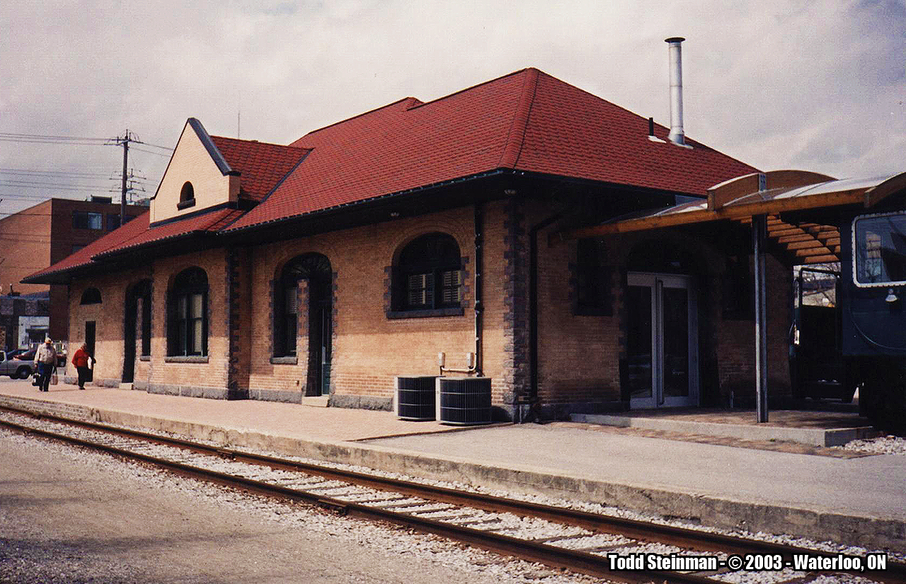The long retired CN Waterloo station, now living out it's second life as Paul Puncher's...a men's wear store. Wonder if three times the charm, with the recent upgrade of the line for the upcoming LRT...will it be a station again?