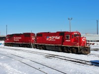 A yard transfer set of GP38-2 models including a non dynamic brake equipped former SOO #4404. The 4404 still has it's dual flags paint scheme in excellent condition 20 years after it was applied.