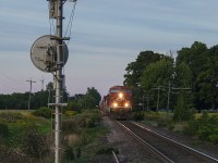 After checking the signals and seeing how 8627 had it "clear" (top signal green, lower signal red)...I could not figure out why it was still stopped on the main at Kent Bridge (there is no Tim Horton's nearby!). However, it made for some good photo opportunities to say the least!