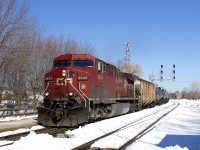 CP 650 is passing through Lasalle Station just before noon on a gorgeous winter day. Power is CP 9640 up front and CEFX 1058 on the tail end.