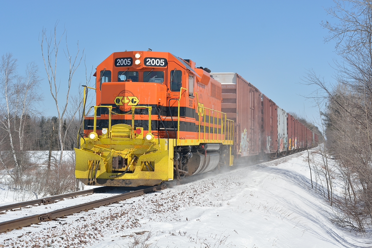 Quebec Gatineau's tri-weekly STGA westbound at Staynerville on the Lachute sub.
