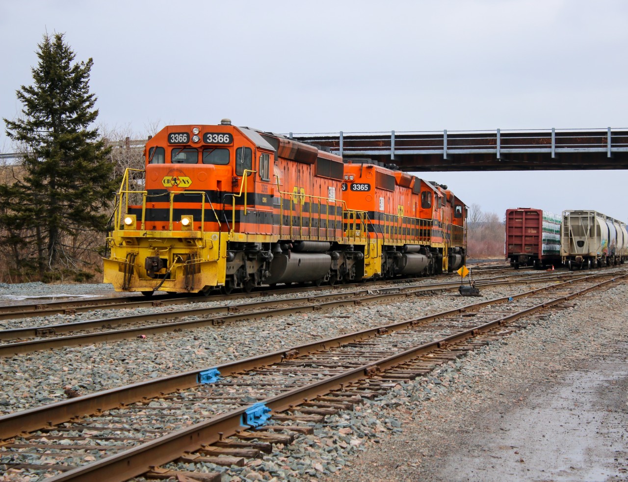 This CBNS freight just finished unloading the train in the east end of the Truro yard and is getting ready to head back to the far end of the yard to assemble a train then heading towards Stellarton