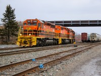 This CBNS freight just finished unloading the train in the east end of the Truro yard and is getting ready to head back to the far end of the yard to assemble a train then heading towards Stellarton 