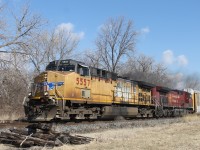 UP 5557 leads CP 647 a mixed/empty ethanol train through Chatham, Ontario.