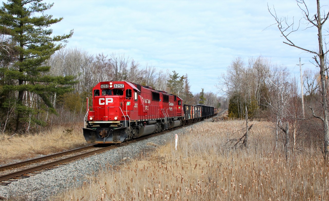 Todays management train has a nice pair of Ex-SOO SD60's for power today in CP 6252 and CP 6257 as it slowly makes its way up to the Carlisle Road crossing and the CP detector at MM71.2.