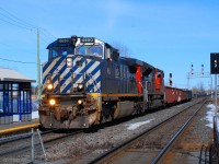 BCRAIL 4650  C-44-9W leading loco with cn-8936  coming out of north service track passing in front of AMT station going direct to Toronto  route CN-x321