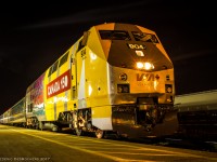 VIA 87 arrives at its final destination for the night, Sarnia. 
Recently wrapped VIA 904 sits at the station under clear skies on a cold March night. 

2235hrs..
