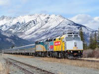 The "Canada 150" livery makes its maiden voyage to the West Coast of Canada in the form of F40PH-3 6454. It's seen here, leading the Westbound Canadian past the approach signal to Henry House at Mile 223.7 of CN's Edson Sub.