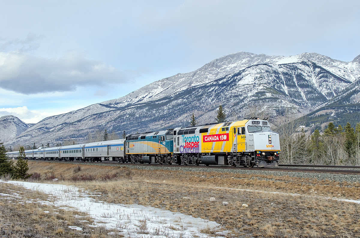 The "Canada 150" livery makes its maiden voyage to the West Coast of Canada passing Mile 229 of CN's Edson Sub.