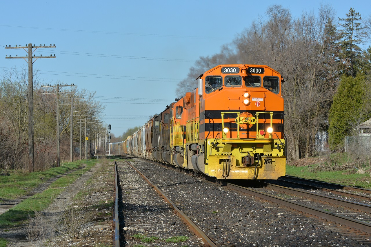 Ex Canadian National 9431, now GEXR 3030, leads 3 other EMDs through control point Hanlon