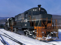 BCR 631 on the shop track at Chetwynd BC, most likely the power for the Dawson Creek Switcher or the "Beatton River" turn. 631 was one of two ex L&HR units that BC Rail purchased.