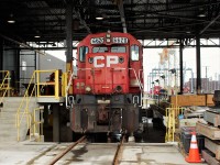 After sitting in storage for almost 5 years since it worked the hump,ex SOO LINE SD40-2 CP 6620 has been inspected for travel out west to a consulting company that purchased it.