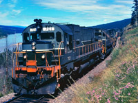 Train #32, symbol "PV" stopped just south of the Gibraltar Mines copper concentrate load out on the BC Rail Prince George subdivision.  We had just made a pickup at Gibraltar and were waiting for the air to recover. The refined copper ore was trucked from the mine east of McLeese Lake to the rail loading facility a mile or south of Macalister siding and was destined to North Vancouver for export. I was the "headend brakeman" and once the train was on the move, we were on our way home to Williams Lake BC