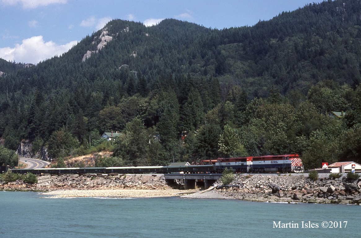South bound freight, heading to North Vancouver. Britannia has an historic mine that is in the hills behind the train.