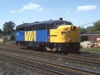 An Ollie McKee image.
I have no specific details for this movement. 6776 is obviously backing up, but is it to grab his 4 or 5 cars and leave for Ottawa? Or is to join up with a westbound train from Montreal, to continue for Toronto ?
Just a nice image, of a lone FPA-4 and some interesting ( and long gone) background detail. 
After initially being sold to the Portola CA museum group, 6776 spent time on the Grand Canyon Railway out of Williams AZ. And was more recently " stuffed and mounted " at the canyon South Rim, within the National Park and not far from the ATSF-constructed lodge.
