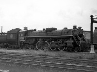 Regular steam was on its last legs at the end of 1959 and early 1960, but CN still kept a few steamers around at Mimico. Seen here is CN Northern 6244 dead at Mimico (with its drive rods still on and coal in the tender). Part of CN's last group of U2h-class Northerns, 6244 was built by MLW in September 1943 and scrapped in April 1960.