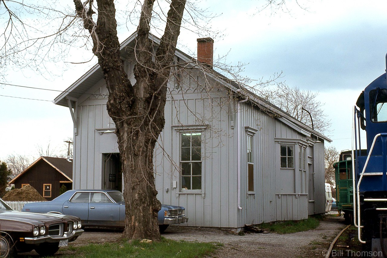 To go along with the Todd Steinman and Arnold Mooney  photos featured in the Time Machine, here's a view of the old (now Conrail) Leamington Station in May of 1978. A blue Conrail Geep and green PC van sit parked nearby.