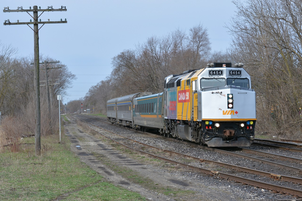 The first wrapped F40 heads East through Guelph on only its second trip West of Toronto's Union Station