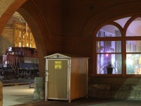 It's almost 2:30 in the morning and all is quiet at the shared VIA/GO station in Kitchener. The indoor and outdoor lighting highlights the turn of the century architecture that is a big part of old Kitchener. Goodrich - Exeter train #580s power sits quietly in front of the station after returning from a trip up to Elmira only an hour earlier. In a few short hours the station will be bustling with activity as Toronto bound commuters fill the platform. 