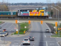 Crossing over Highway 6/7, Guelph's "Hanlon Expressway", VIA Train 87 races out of town at track speed toward Kitchener, London and eventually Sarnia.