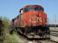 CN  4784, CN 4777, and CN 7068, sit on the Engine ready tracks at the westend of CN London Yard.