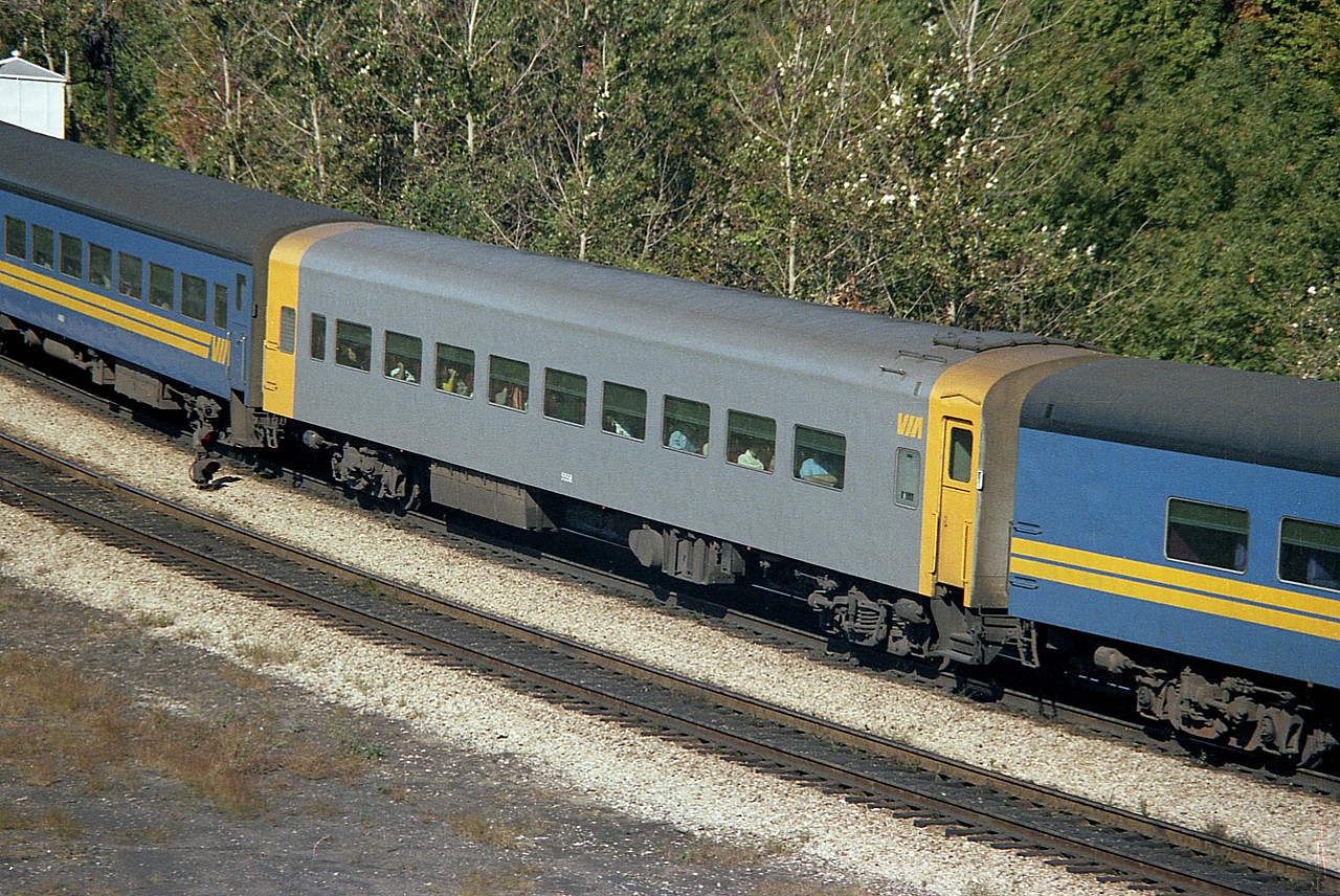 Now that there is commentary over the Mud Missile looking rather unimaginative to some of us in its' hardly well-thought-out Canada 150 Wrap; I thought I should offer this example of how it appears VIA has always dabbled with the grey/gold idea. Time Machine shows what VIA 6532 looked like in experimental grey/gold back in 1980, but I am wondering if any of you knew that VIA also painted up a coach. I wasn't very keen on this scheme either, and I guess neither was anyone else. I have never seen another photo of this, but there must be some out there, somewhere. How many appeared in this dress? And for how long?? Would be nice to have answers. Somewhere, someone with VIA must be hung up on these colours...................