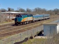 VIA 85 is westbound through the remains of former CN Guelph junction on a beautiful spring day.