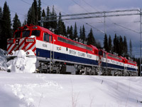 Three units on the headend of a loaded coal train at Teck waiting for crew to take south to Prince George. Quite evident that the 6006 had encountered some snow along the way. Trailing units 6003 & 6004. It was a bright sunny afternoon in Tumbler Ridge area and I went out for a drive and pictures.