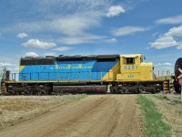 BRR's SD40-2(W) 5251 (ex CN 5251) is switching tank cars at Alliance Alberta.