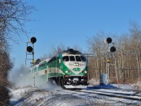<br>
<br>
GO snow day
<br>
<br>
Kingston Subdivision mile 319.5
<br>
<br>
approach Rouge Hill
<br>
<br>
March 13, 2014 image by S. Danko
<br>
<br>
   <a href="http://www.railpictures.ca/?attachment_id=27467"> cold GO </a> 
<br>
<br>
