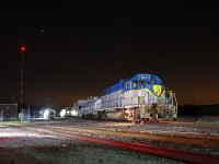 This shot may be beating a dead horse, but shooting D&H 7304 leading the weed train in Niagara in the morning was not an option. Thanks to the help of a couple others and some tossing around of my flashlight, this managed to turn out. One can definitely appreciate that CP decided to park the train out in the open where shots were possible. Indeed, 7304 would head to Welland, Niagara Falls and Port Maitland after sunrise. I still cringe at the thought of not getting a shot of it in Niagara Falls, though you can't be everywhere, and drone shots are prohibited anywhere near the city. 
<br><br>
For what it's worth, this opportunity at least almost makes up for it. 7304 is now on the MacTier Sub doing its rounds. Having both D&H 7303 and 7304 in Southern Ontario in the past month has been quite welcome. Being the last two units in D&H paint, who knows how much longer it'll be before before they get a coat of CP red. 